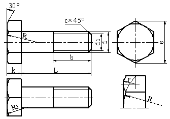 (a)  六角头螺栓的比例画法