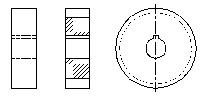 图7—28 单个直齿圆柱齿轮的画法